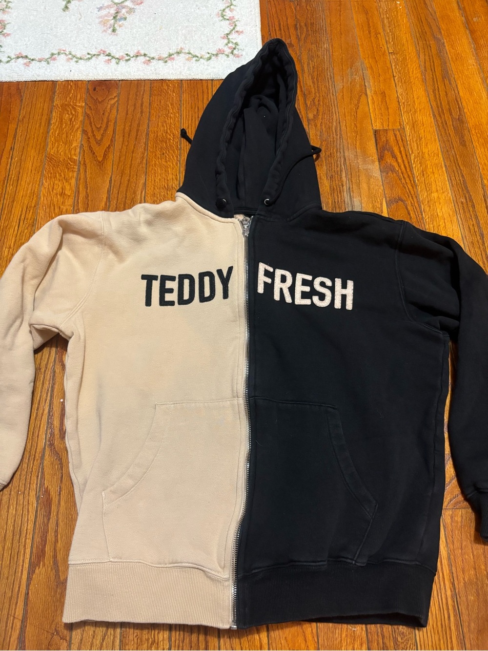 Teddy Fresh Men’s Two-Tone Black & Cream Zip Hoodie